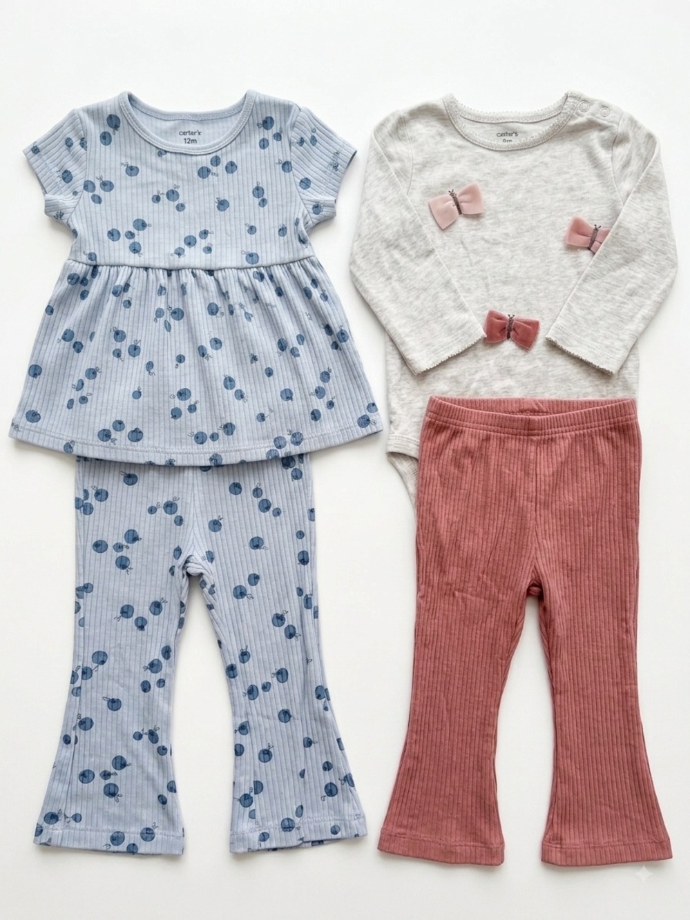 Carter's Two-Piece Blueberry Set and Bow long sleeve bodysuit with matching pant - Picture 1 of 1